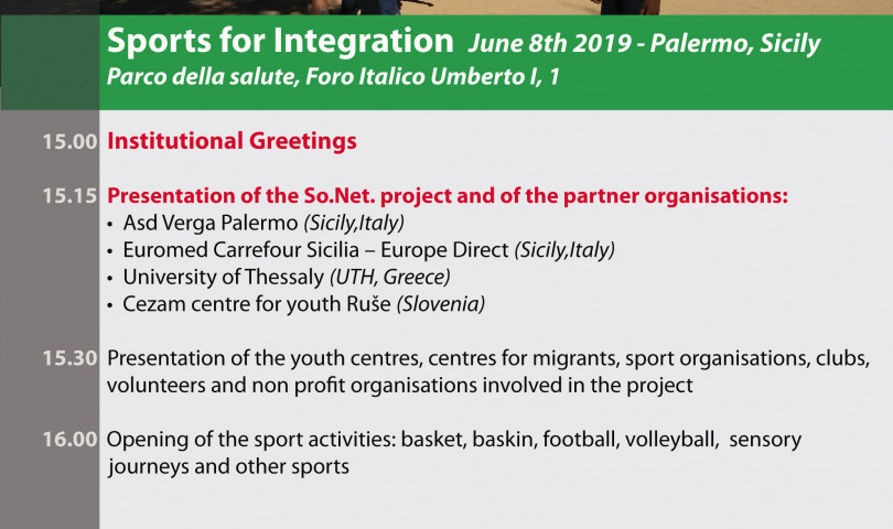 Sport per Integrazione - Sabato 8 giugno al Parco