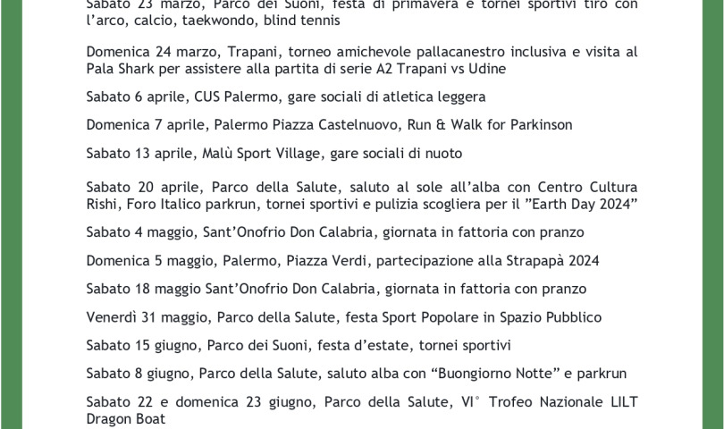 Programma attività primavera 2024